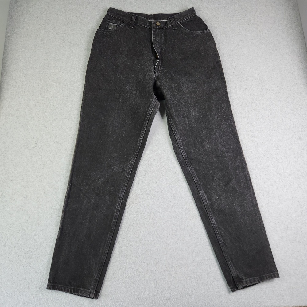 Wrangler Jeans Women 14x32 Black Denim Acid Wash Stretch High Rise Tapered Fit